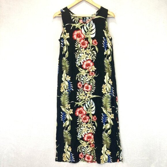 Hibiscus Collection Hawaii Dresses & Skirts - Hibiscus Collection Hawaii Midi Dress Small S Floral Tropical Resort Lightweight